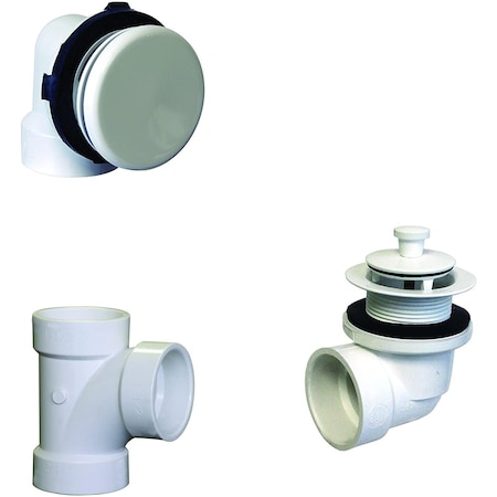 Illusionary Overflow, Sch. 40 PVC Plumbers Pack W/ Lift And Turn Bath Drain In Powdercoated White